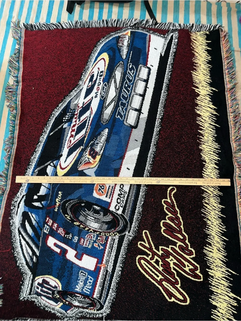 vintage Rusty Wallace #2 Blue Deuce NASCAR woven tapestry throw blanket race car